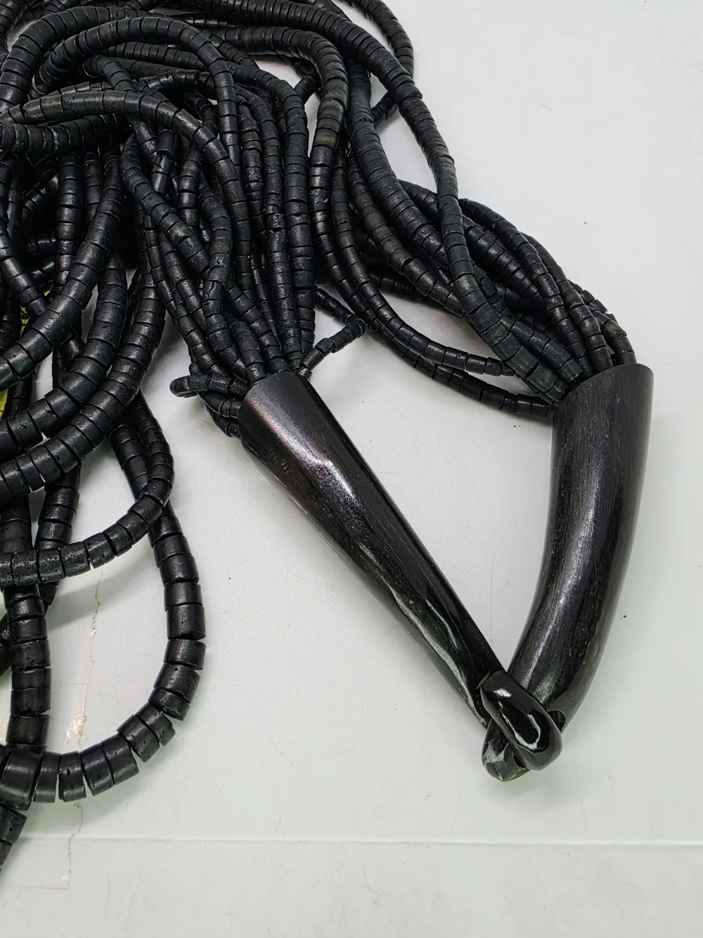 Vtg Runway Monies Gerda Lynggaard Moonies Coconut horn 17 strands necklace huge